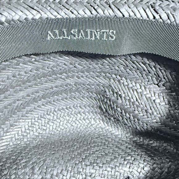 NWOT AllSaints Talia Fedora Hat Black Leather Trim - Picture 9 of 12